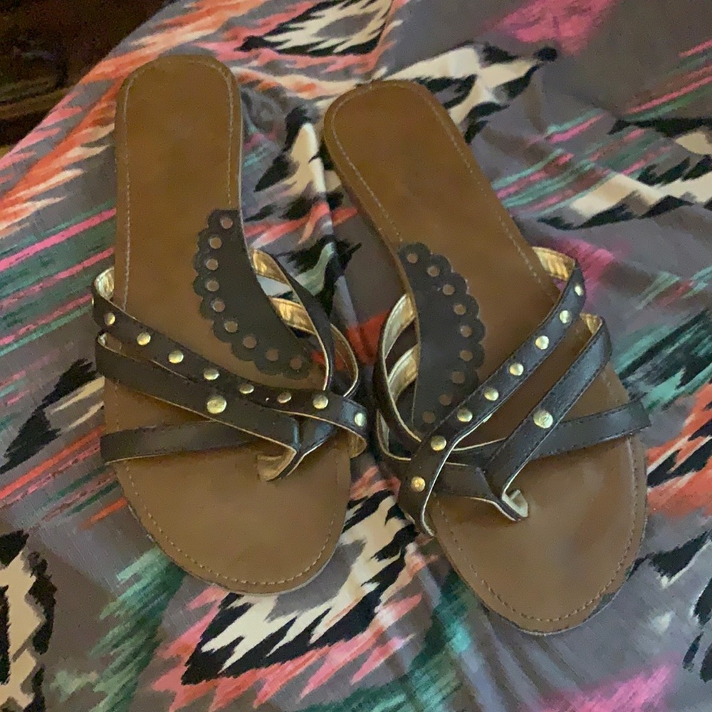 Dark brown flat sandals